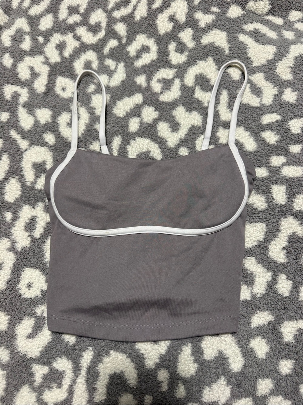 Hollister Gray Crop Cami with White Trim